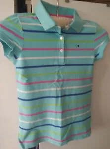 Girls striped cotton polo shirt Tommy Hilfiger - size 8-10 years - Picture 1 of 4