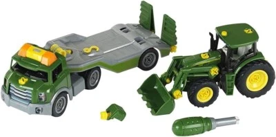 John Deere TRACTOR WITH TRANSPORTER Building Playset NEW  Great Gift For Littles - Image 1 of 4