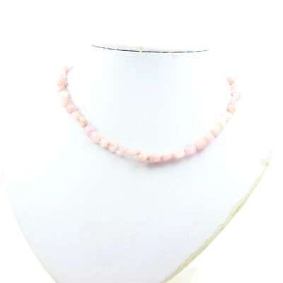 Piedras Y Minéraux. Collar Cuentas Kunzita De Brasil Cadena Acero Inoxidable - Imagen 1 de 3