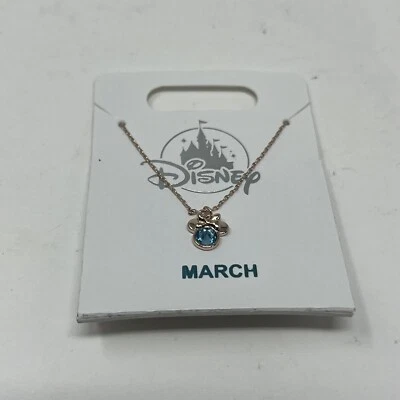 Collar Piedra Natal Imitación Marcha Aguamarina Minnie Mouse Parques Disney Color Dorado Foto 1 de 3