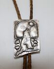 Vintage Ross LewAllen Sterling Silver Howling Wolves Bolo Tie
