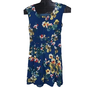 Anthropologie Maeve Evaline Dress Medium Navy Floral Viscose Pockets Smocked - Picture 1 of 20