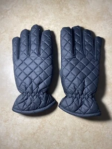 Women’s Black Quilted Gloves, Medium, Soft Faux Fur Lining, Touch Screen Pads - Picture 1 of 6