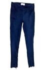 Free People Navy Blue Raw end Skinny Jean Pullup Stretch Pant 25x26 Mid Rise EUC