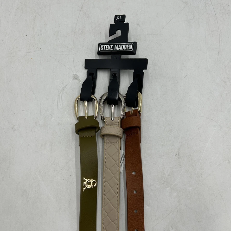Steve Madden Conjunto de Cinturón Mujer XL Beige Oliva Marrón Paquete de 3 Multi Estilo Moda Nuevo Foto 1 de 4