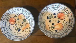 Vintage Bowl Set Of 2 Hand Painted Ceramic Serving Bowls. Excellent Condition - Picture 1 of 2