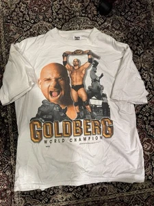 VTG 1990s Goldberg WCW Rap Tee 1990s Vintage Wrestling T Shirt NWO WWE XL - Picture 1 of 3