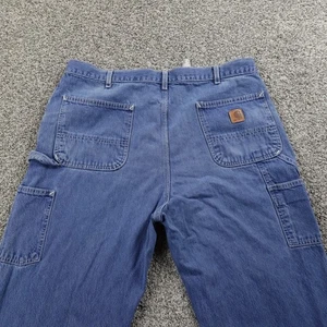 VTG Carhartt Jeans Mens 38X32 Blue Denim Wide Leg Carpenter Pant Work Grunge Y2K - Picture 1 of 19