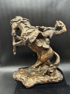 VTG 1981 Universal Statuary Horse Cowboy Western Statue Figurine MCM Faux Bronze - Picture 1 of 23