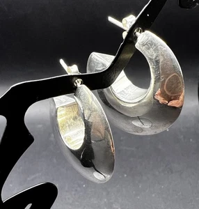 Sterling Silber Puffy 3/4 Creolen durchbohrt Ohrhänger moderne Ohrringe 1,1" - Bild 1 von 9