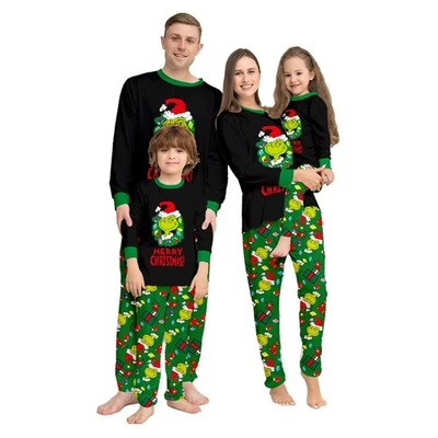 MARKENLOS UK Family Matching Christmas Pyjamas Grinch Adult Kids Nightwear Pyjamas Pjs DE