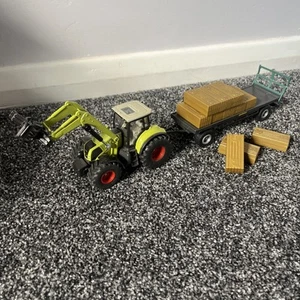 Siku 1946 Claas Tractor Bale Grab + Oehler Bale Trailer 1:50 Scale Model Toy - Picture 1 of 5