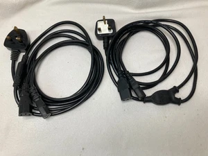 2 x Y Splitter UK Mains Kettle Twin Power Lead IEC Connector to PC & Monitor - Photo 1/4