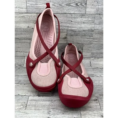 Женские удобные повседневные туфли на плоской подошве Crocs размер 8 розовые и красные - Изображение 1 из 4