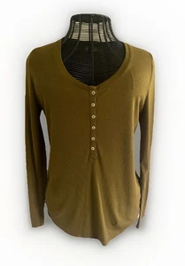 OLD NAVY Women's Moss Colored Ribbed Henley Shirt Sz. XL - Picture 1 of 7
