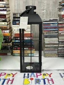 Kirkland Home Black Metal And Glass Windowpane Lantern New - Picture 1 of 5