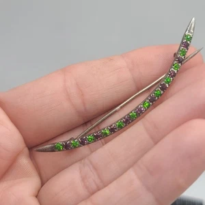 Vintage Rhinestone Brooch Purple Green - Picture 1 of 10