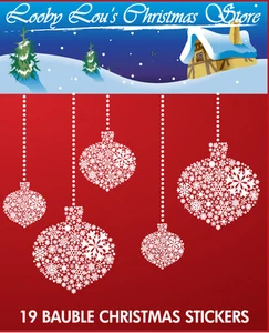 CHRISTMAS BAUBLE WINDOW STICKERS - WINDOW CLINGS - 19 BAUBLES VARIOUS SIZES - Picture 1 of 1