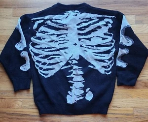 Suéter Pullover Aelfric Eden Patrón Esqueleto Tejido Negro Unisex Talla Pequeña - Imagen 1 de 6