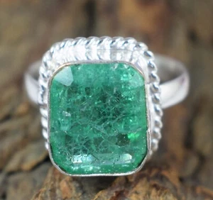 Zertifizierter natürlicher grüner Smaragd 12,05 ct Smaragdschliff Edelsteine Herrenring neues Design - Bild 1 von 7