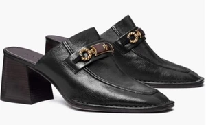 TORY BURCH TACÓN PERRINO CUERO NEGRO PERFECTO TACONES MULA TALLA 9 - Imagen 1 de 14