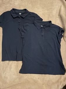 Lot Of 2 Girls Blue School Uniform Polo Shirts 2 Size 14 Old Navy - Picture 1 of 8