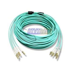 LC-LC MM 4 Strand Armored 10G OM3 Fiber Cable Fiber Optic Jumper Patch Cord 50M - Afbeelding 1 van 8