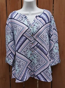JM Collection Women Top Blouse Shirt Size M Multicolor  3/4 Sleeve - Picture 1 of 9