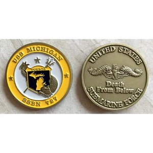 USS Michigan SSBN 727 Submarine Challenge Coin USN DFB - Picture 1 of 2