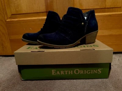 Botines Earth Origins Azul Marino Gamuza Perforados Amanda Acanalados 6 M Foto 1 de 4