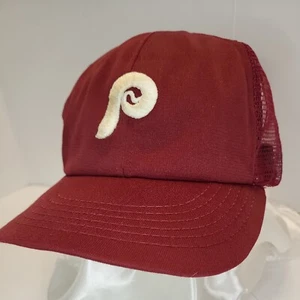 Gorra granate Philadelphia Phillies MLB béisbol camionero gorra snapback dañada - Imagen 1 de 12