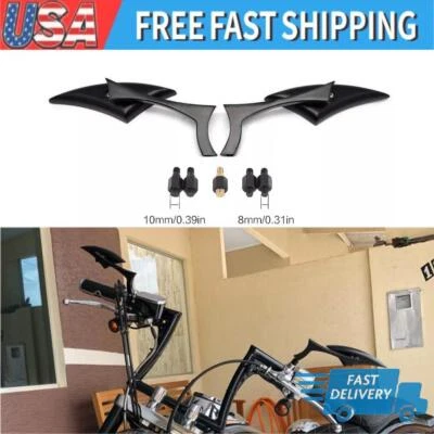 Espejos retrovisores para moto Suzuki Intruder 700 800 1400 1500 hoja negra Foto 1 de 4