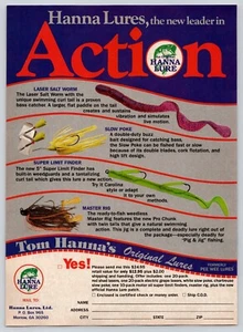Vintage 1985 Hanna Lures New Leader in Action Print Ad - Picture 1 of 1