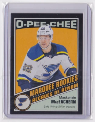 19-20 O-PEE-CHEE MARQUEE ROOKIE RETRO BLACK /100 MACKENZIE MacEACHERN #507 BLUES - Image 1 of 2