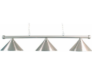 Canopy Lighting - Pool Table Canopy - Brushed Steel Bar With 3 Shades