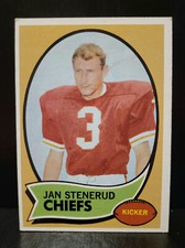 Jan Stenerud Rookie Card, 1970 Topps #25 KC Chiefs - HOF Inductee. Vintage. 