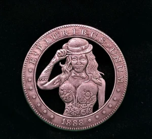 Handgeschnittene Münze sexy Frau Burlesque Schauspielerin Vintage Fantasie Mädchen Kunst Hobo Nickel - Bild 1 von 3