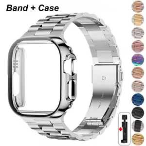 Stainless Steel Strap+ Case For Apple Watch 10 9 8 7 6 5 Ultra Metal iWatch Band - Picture 1 of 31