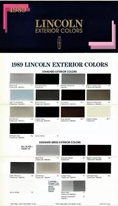1989 Lincoln Continental Mark VII Town Car Factory Paint Chip Brochure - Picture 1 of 1