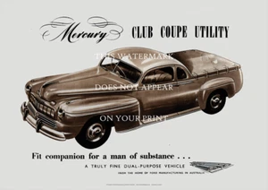 Mercury Club Coupe Utility Art Print – Ford Australia 1946 – 3 sizes Poster - Picture 1 of 4