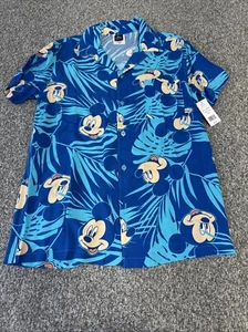 Disney Mickey Mouse Small Hawaiian Shirt Palm Camp Shirt Aloha NWT - Picture 1 of 7