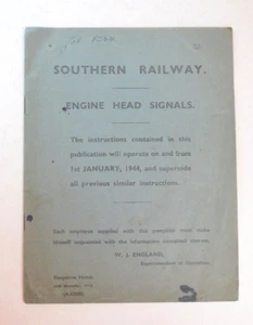 Railway Rule Book BR Southern Engine Head Signals 1st January 1944 - Picture 1 of 6