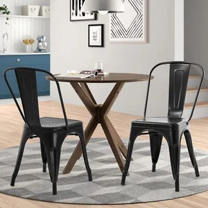 2 Pcs Metal Dining Chairs Stackable Chair Patio Chairs Kitchen Restaurant Chairs - Picture 1 of 9