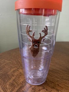 TERVIS Buck Deer Patch Hot/Cold Travel Drink Insulated Cup 24oz - Orange Lid - Picture 1 of 4