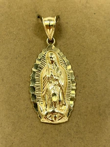BEAUTIFUL 10k YELLOW GOLD VIRGIN MARY GUADALUPE PENDANT - Picture 1 of 15