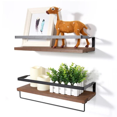 UTEN Floating Shelves,Wall Mounted Set of 2 Rustic Wood Shelves Storage for Bedroom