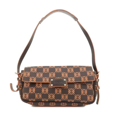 LOEWE Repeat Anagram Shoulder Bag Brown Orange PVC Leather Auth Used - Image 1 of 4