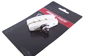 PAIR WHITE BRAKE BIKE BLOCKS 50MM PAD VINTAGE CITY RUBBER BLOCK SHOES FIXIE BMX - Picture 1 of 2