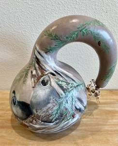 Painted Gourd Quail Art Artist Signed By Dee, Medium Size - Picture 1 of 13