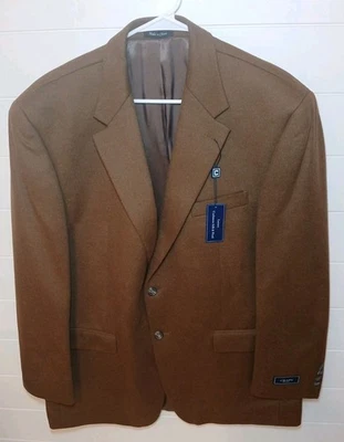 NWT Men's Chaps Vicuna Cashmere Silk Wool Blend Blazer Brown Size 46 Long - Image 1 of 4